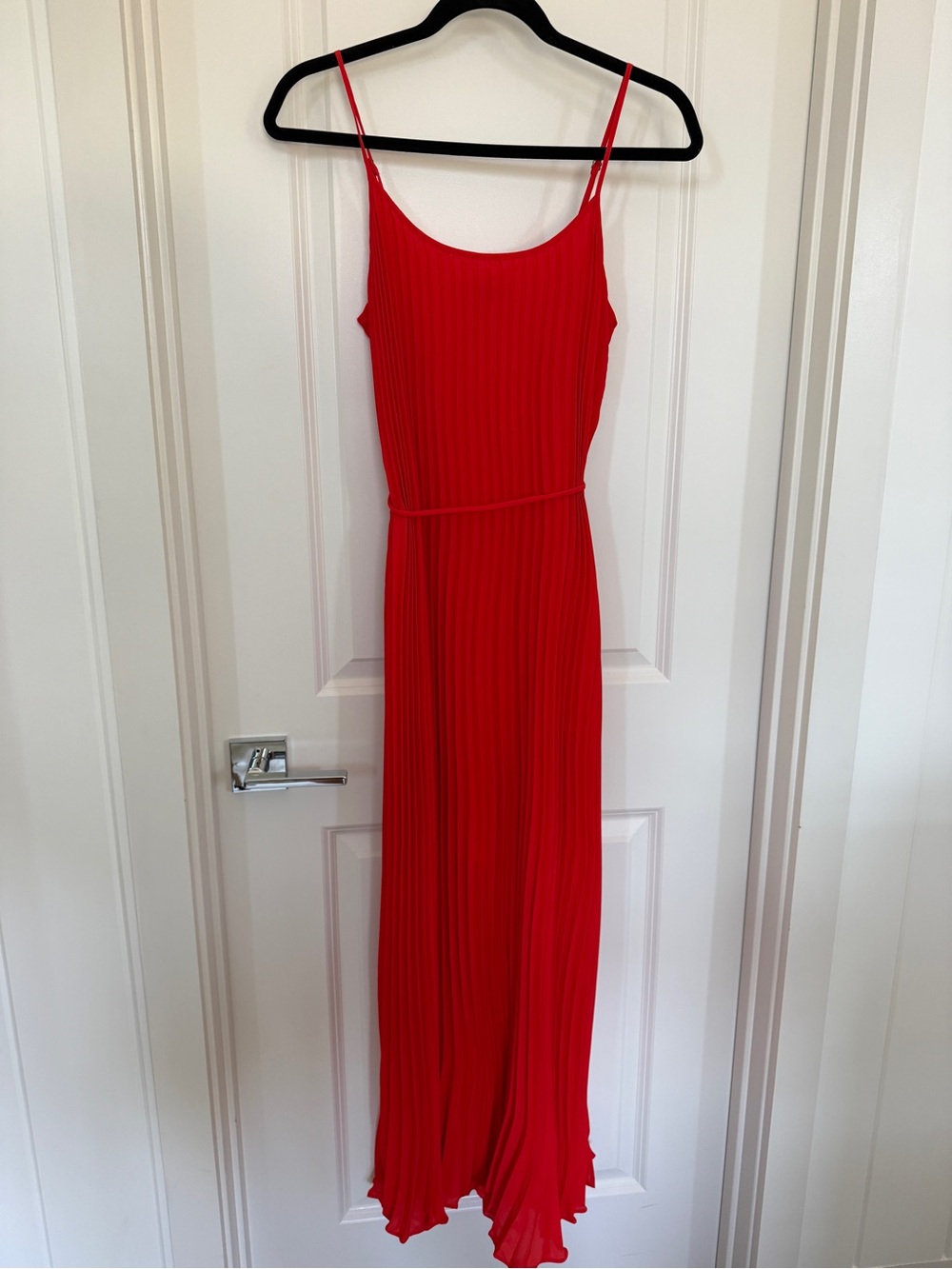 Banana Republic Red Pleated Maxi Dress with Spaghetti Straps